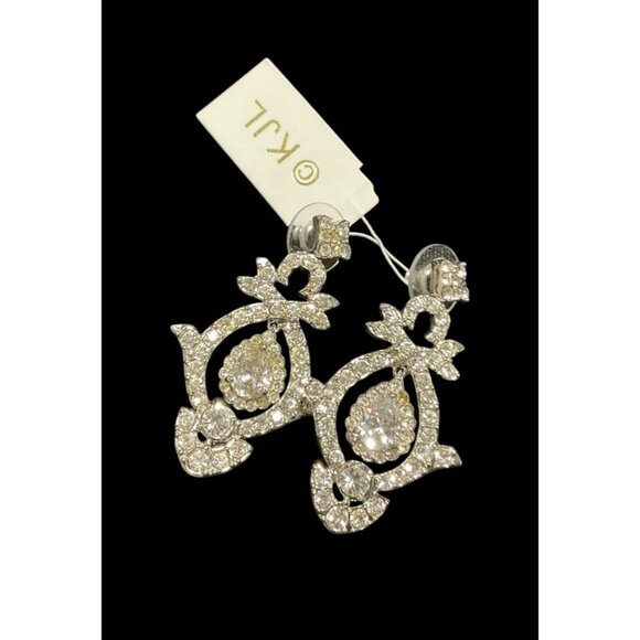 NWT K.J.L By Kenneth Jay Lane Crystal Drop Earrings With Box & Pouch - Picture 5 of 7